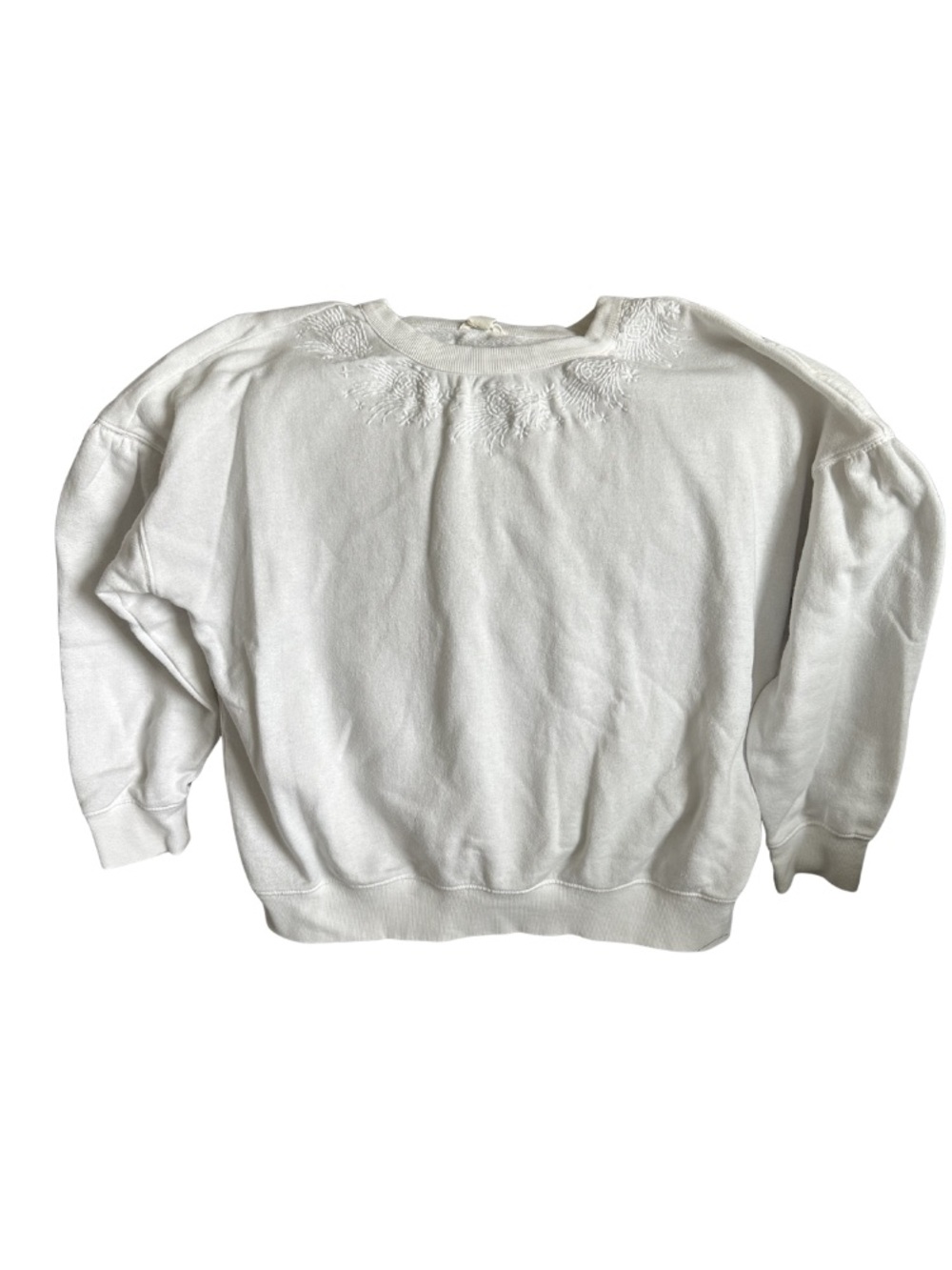 White Embroidered Crewneck Sweatshirt